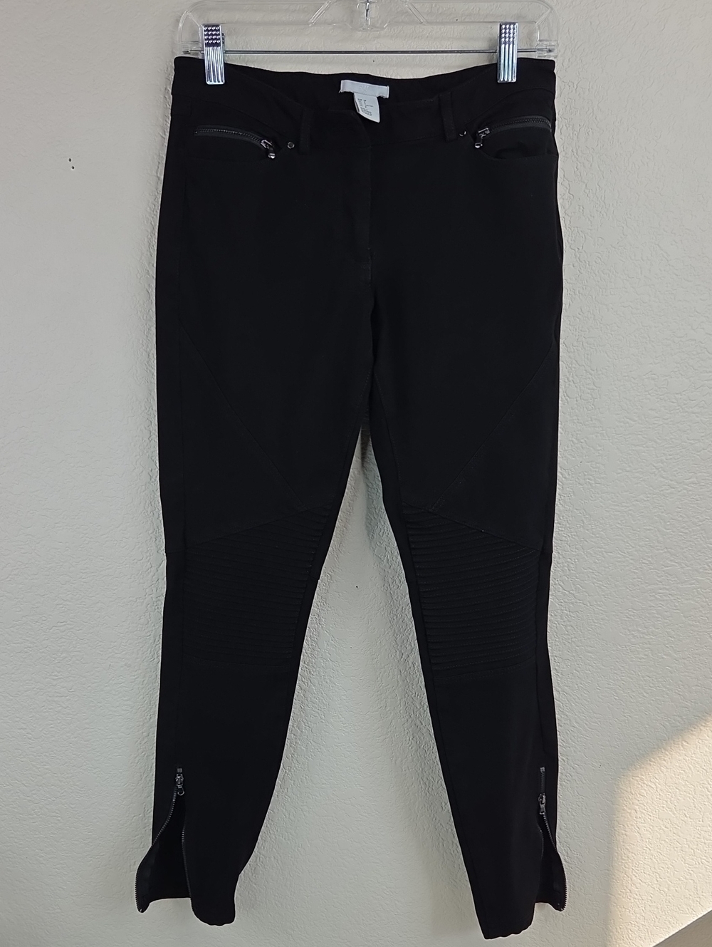H&M Black Moto Pants with Zip Details